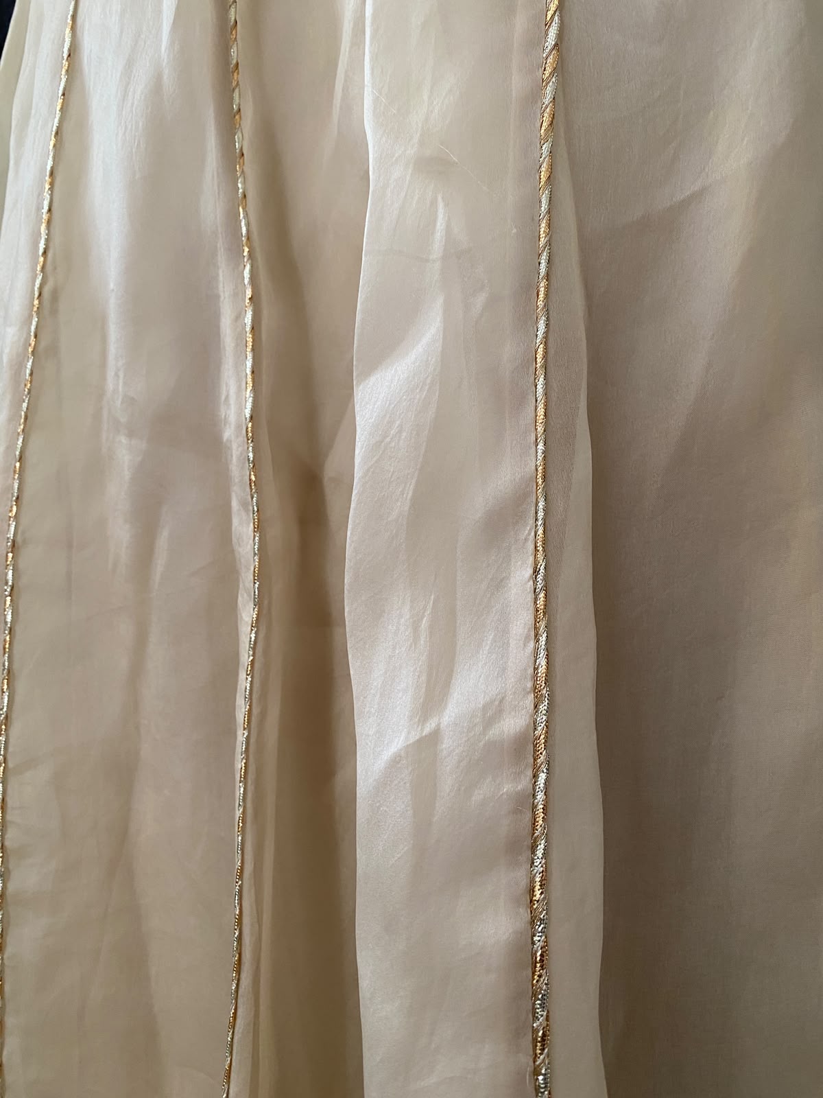 Ivory Chikankari Bustier With Beige Organza Skirt