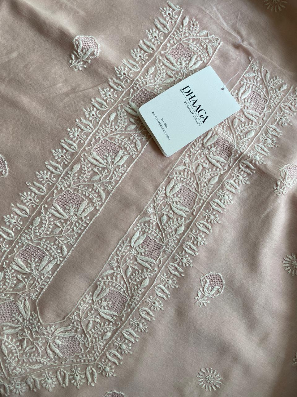 Pink Mul Chanderi fabric Mens Kurta