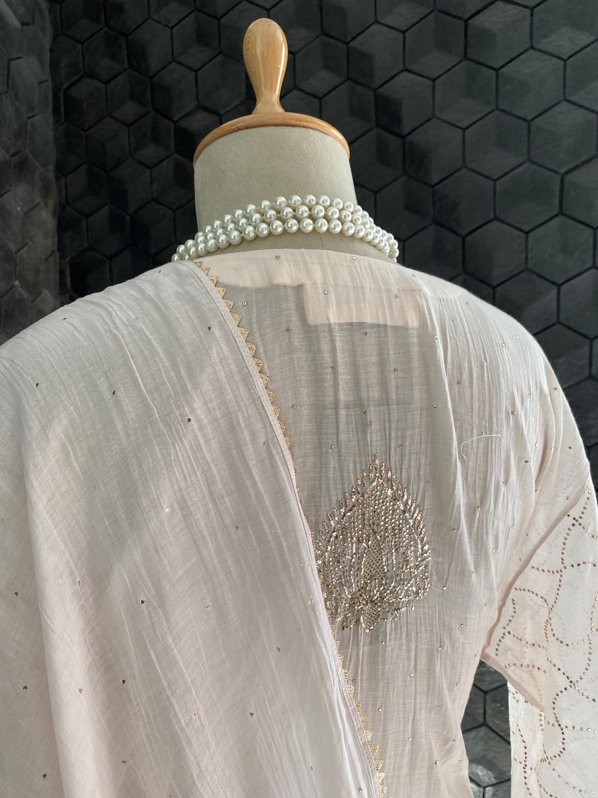 Powder Pink Mul Chanderi Chikankari Kurta Set