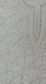 White pure Georgette heavy embroidered kurta set