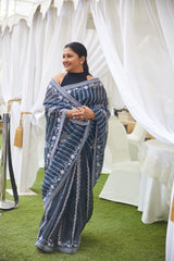Black Chikankari saree with blouse