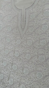 White pure Georgette heavy embroidered kurta set