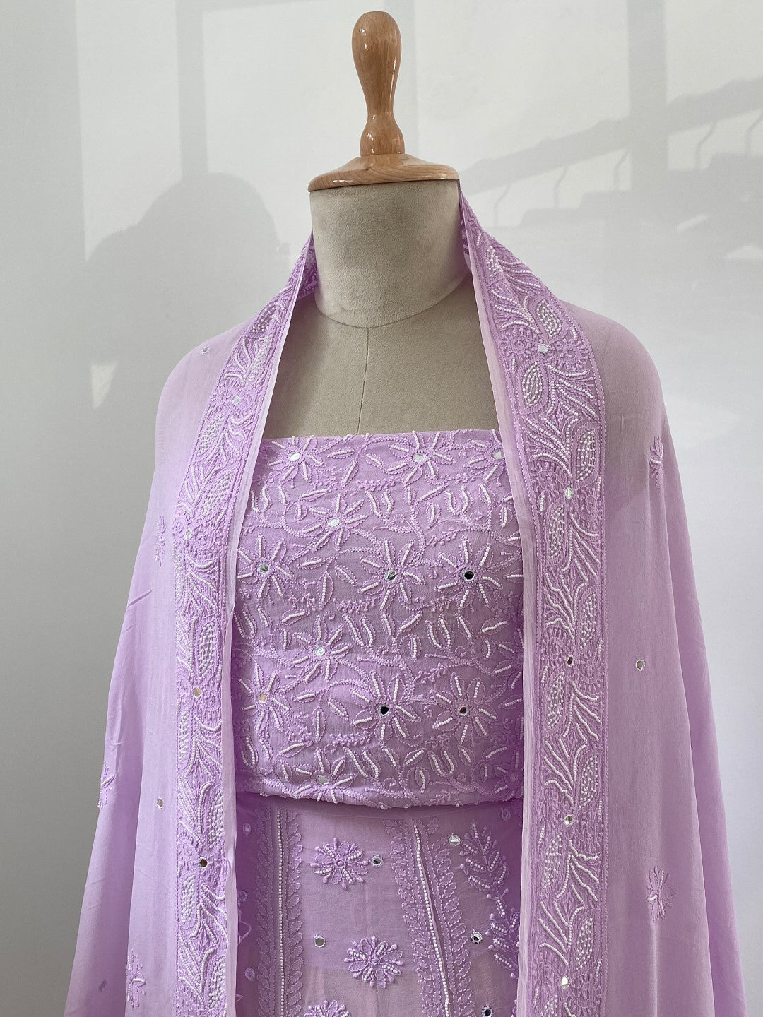 Lilac chikankari lehenga set