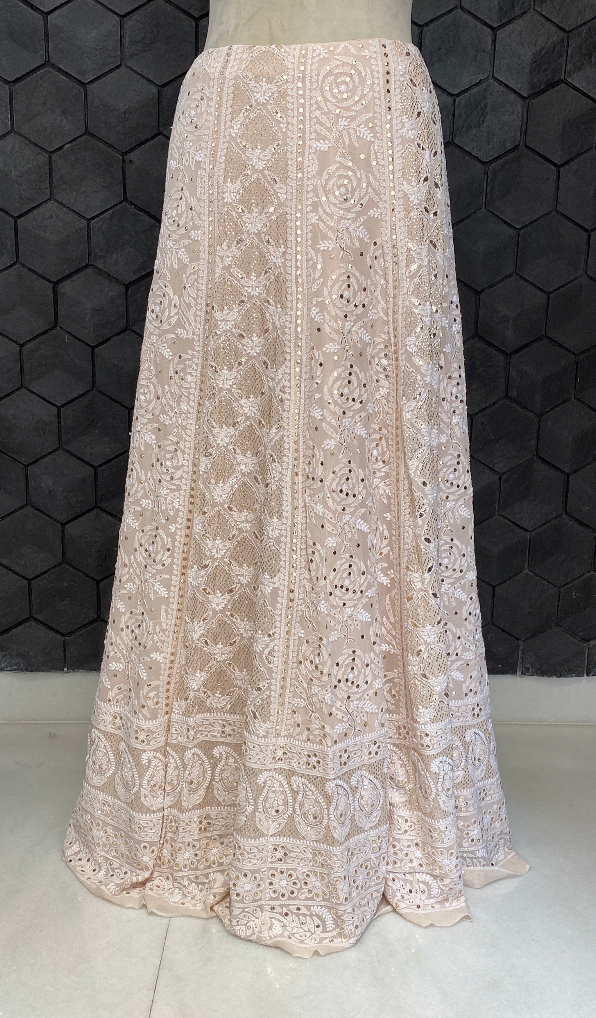 Do Taar Chikankari Premium Georgette lehenga with mukaish work