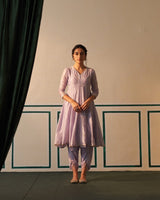 Lavender Chanderi Short Anarkali with heavy front and back work