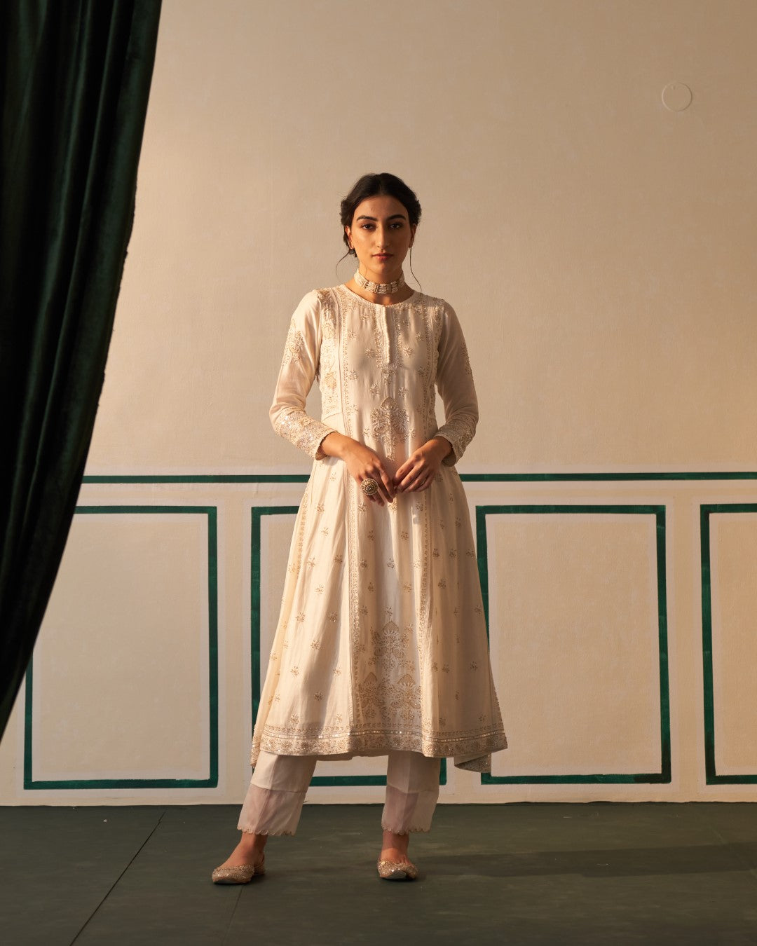 White Chikankari Kurta Set with heavy sequins dupatta