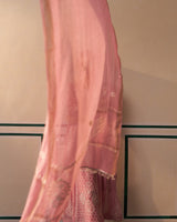 Pink Chanderi Honeycomb Anarkali with heavy front and back work