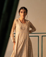 Gold Tissue Anarkali with heavy front and back work
