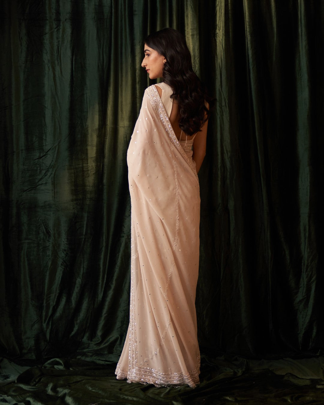 Ivory Pure Georgette Heavy Border Saree