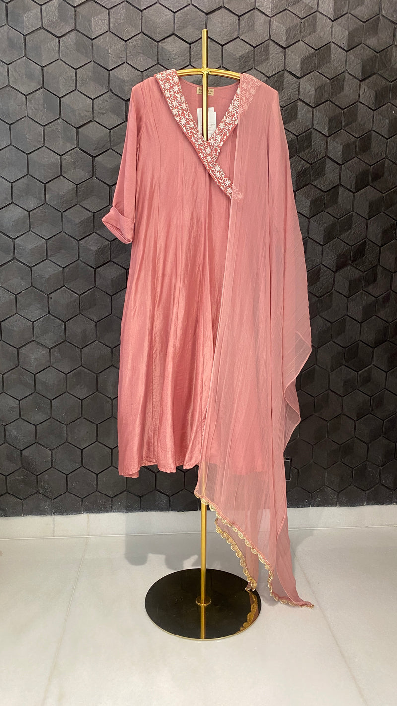 Blush Pink silk Anarkali set