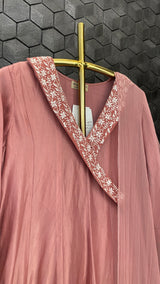 Blush Pink silk Anarkali set