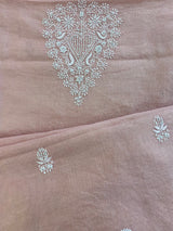 Pink Natural Tissue Mens Kurta with Bead Embellishment