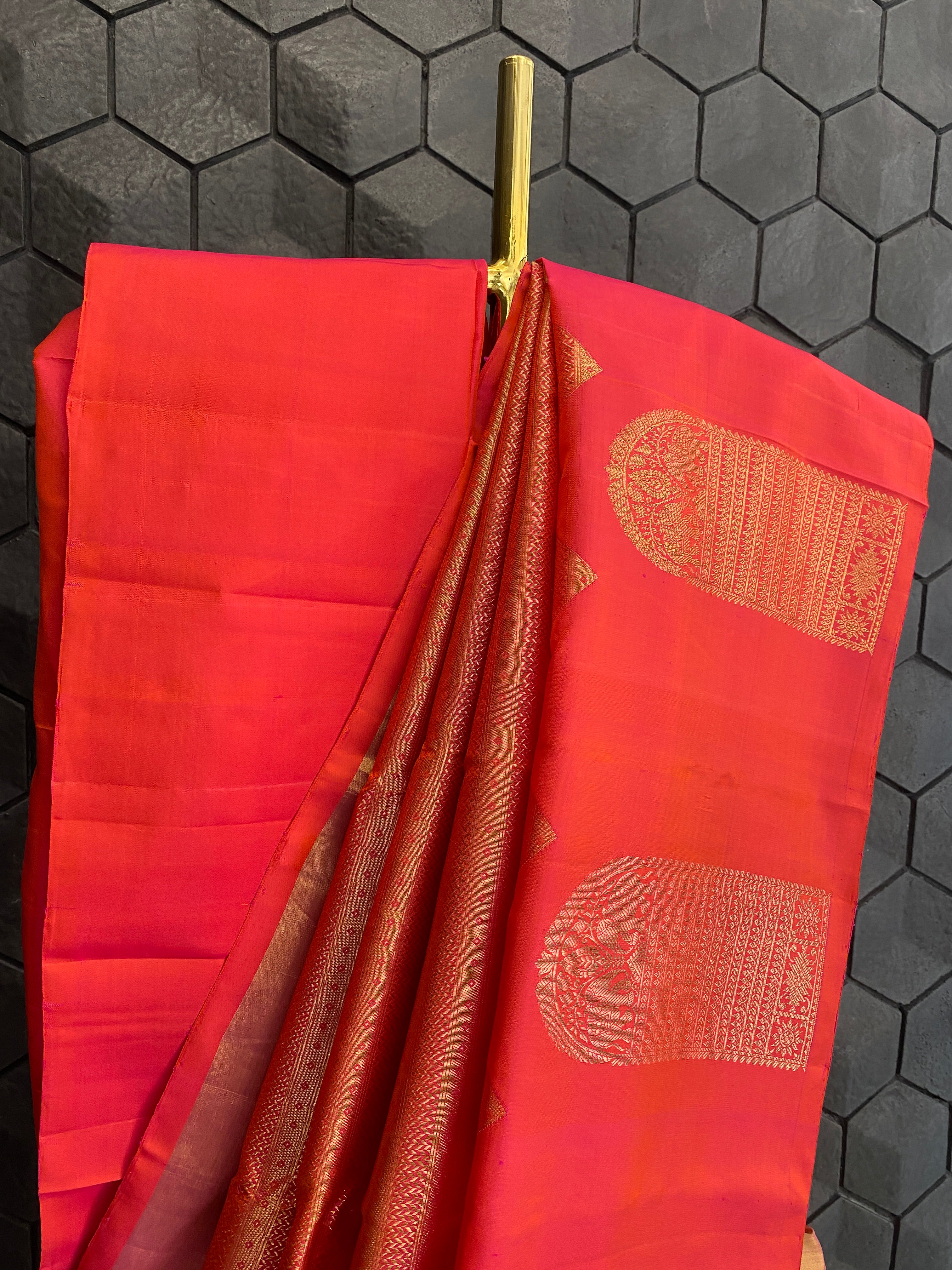 Pink Silk Saree with Gold Zari Work