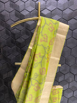 Green silk saree with golden border