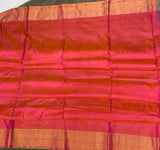 Blue silk saree with gold zari work