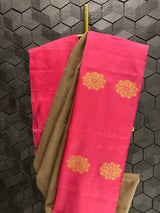 Dual colour silk saree with zari work