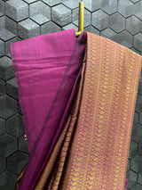 Purple Silk Saree with Thick Gold Zari Border