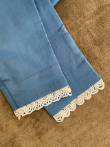 Cotton Lycra Pants with Lace Detailing