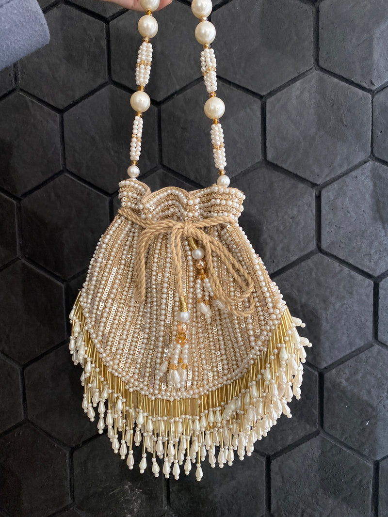 Pearl sequin embellished potli bag