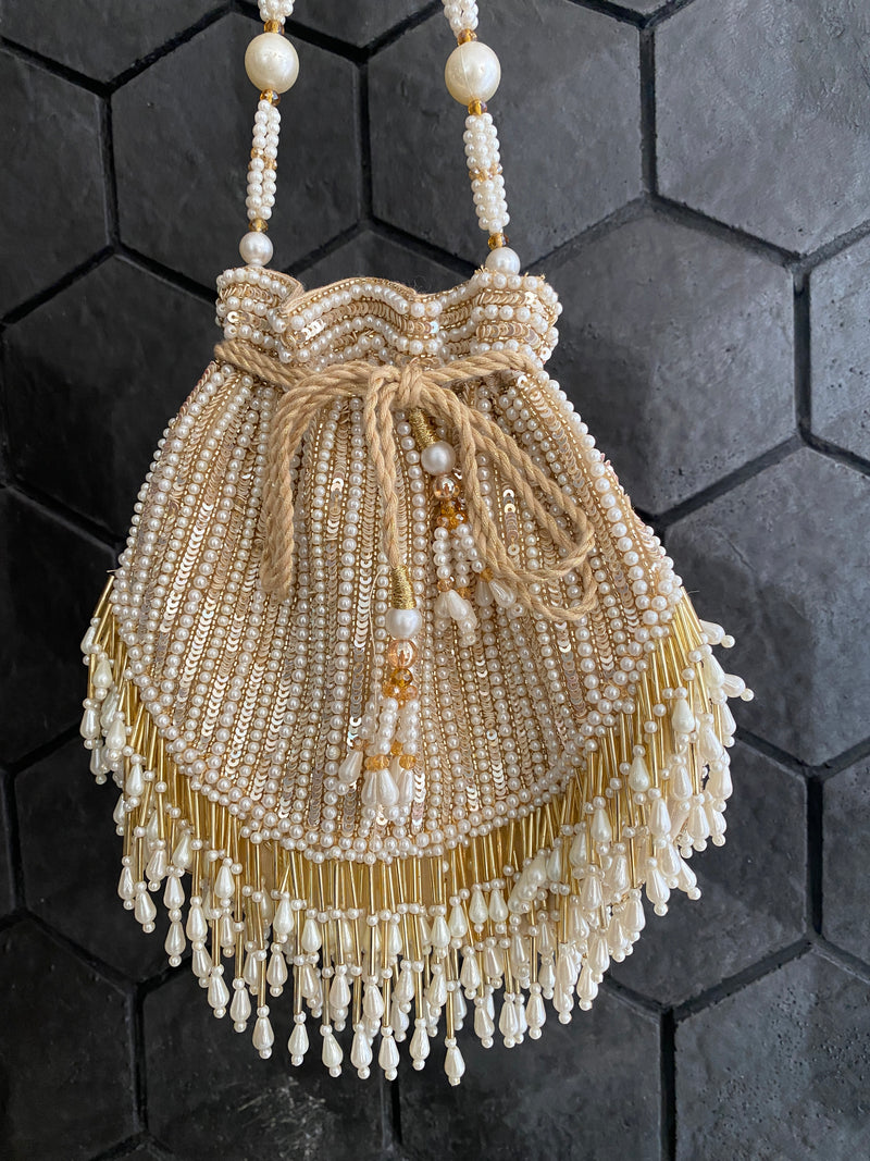 Pearl sequin embellished potli bag