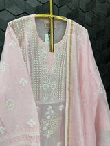 Pink Chanderi Chikankari Suit Set