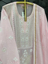 Pink Chanderi Chikankari Suit Set