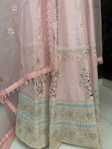 Light Pink chikankari lehenga with aari embellishments