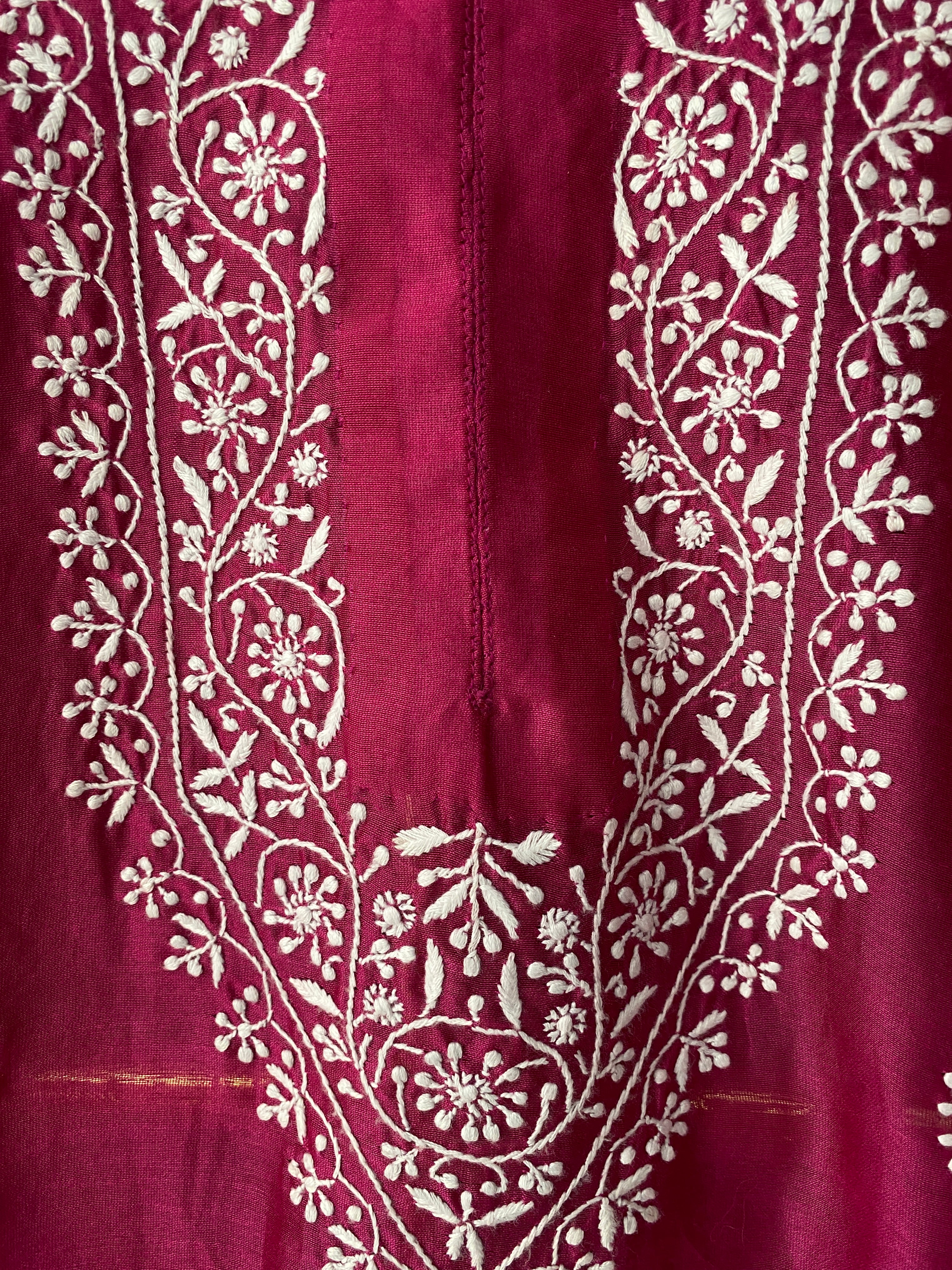 Fuschia chikankari kurta set with palasso