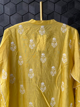Yellow Chanderi Chikankari Suit Set with Dupatta