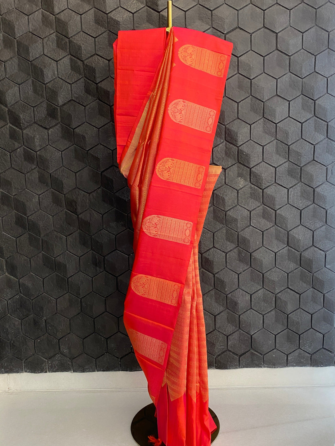 Pink Silk Saree with Gold Zari Work