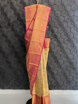 Pink Dual Color Silk Saree With Gold Zari Border